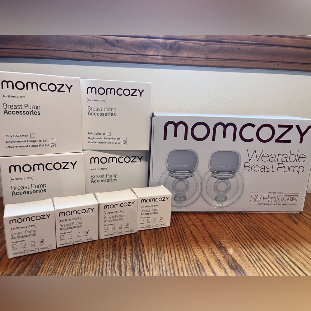 Very Gently Used Momcozy S9 Pro Wearable Breast Pump and Replacement Parts